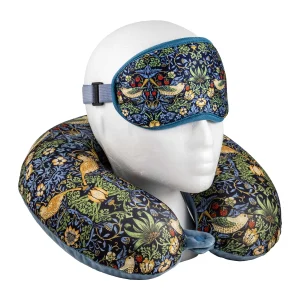 ALMOHADA DE VIAJE Y ANTIFAZ WILLIAM MORRIS “STRAWBERRY THIEF