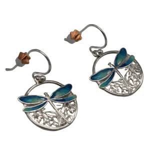 PENDIENTES PLATA DE LEY ART NOUVEAU CON LIBÉLULA