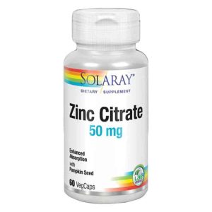 Zinc Citrato 50 Mg 60 Caps       Solaray